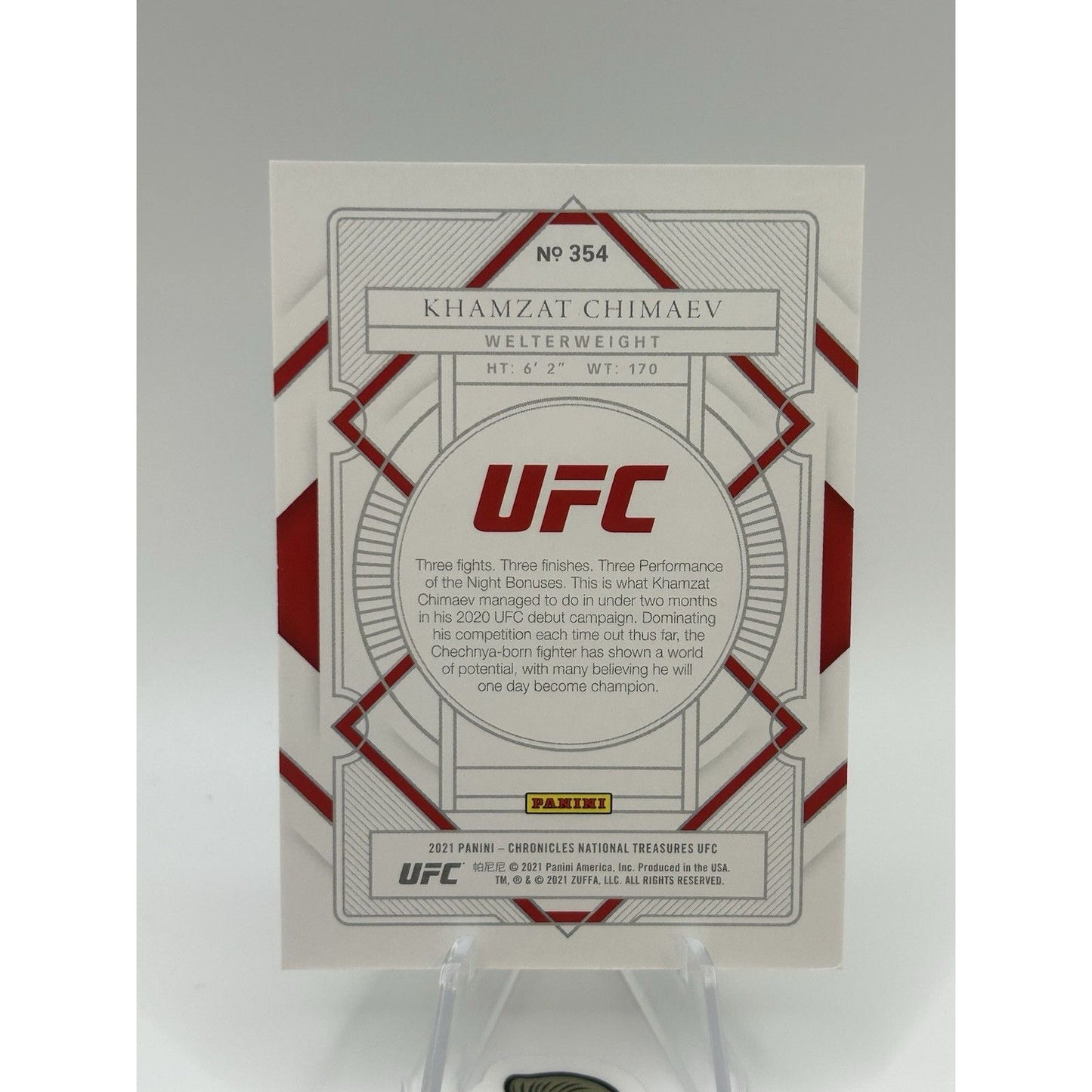 2021 Panini Chronicles UFC Khamzat Chimaev National Treasures Rookie /99