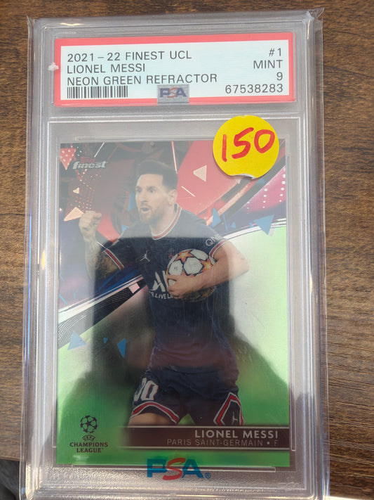 2021 Lionel Messi Neon Green Refractor PSA 9