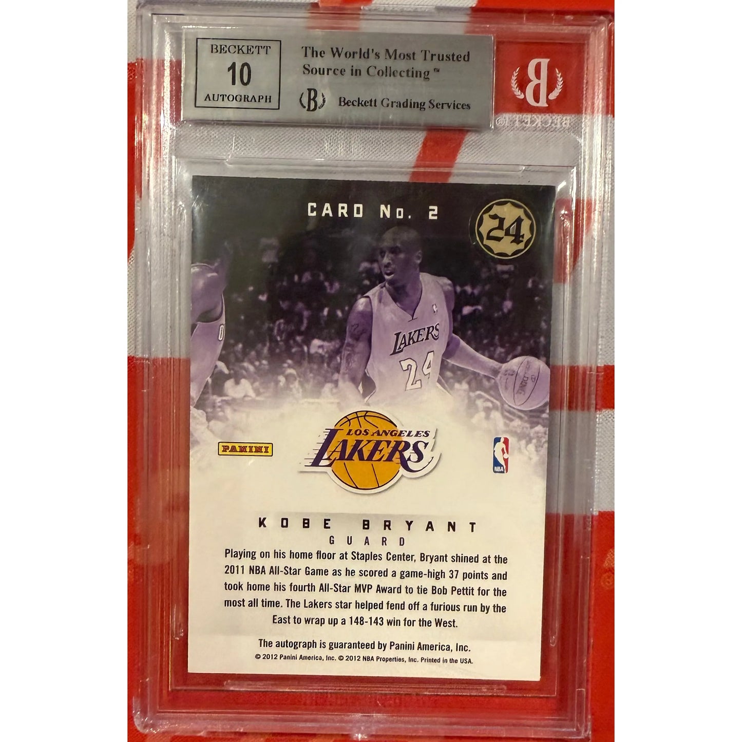 2012-13 Prestige Distinctive Ink #2 Kobe Bryant Auto BGS 9