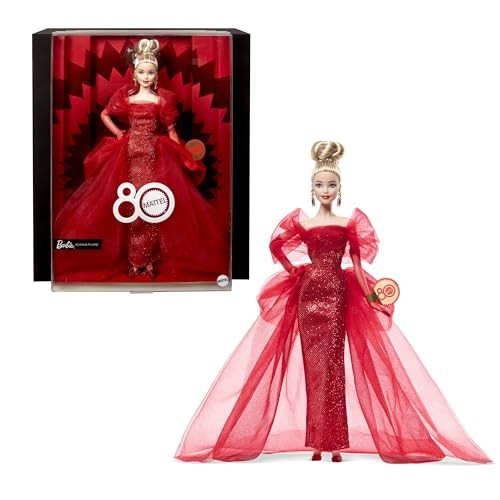 Barbie Signature Doll 80th Anniversary of Mattel Red Tulle Dress