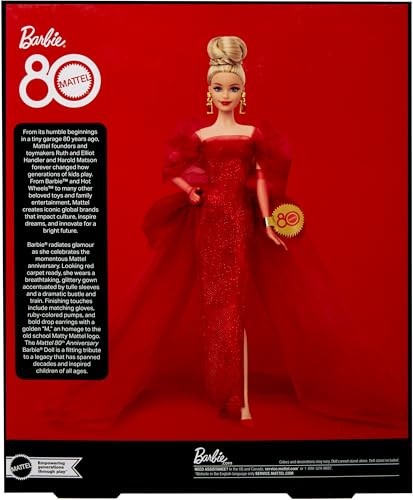 Barbie Signature Doll 80th Anniversary of Mattel Red Tulle Dress