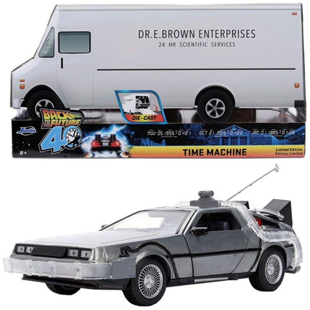 Jada Toys Back to the Future 40th Anniversary - DeLorean Time Machine 1:24 Scale Die-Cast with Lights