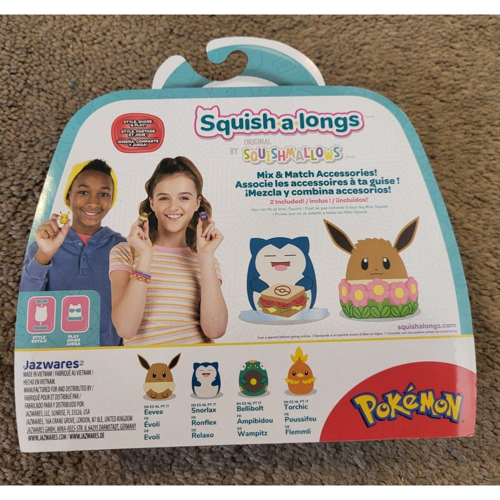 Jazwares LLC Squish-a-longs Pokémon Mini-Squish Eevee Snorlax Bellibolt Torchic 4-Pack