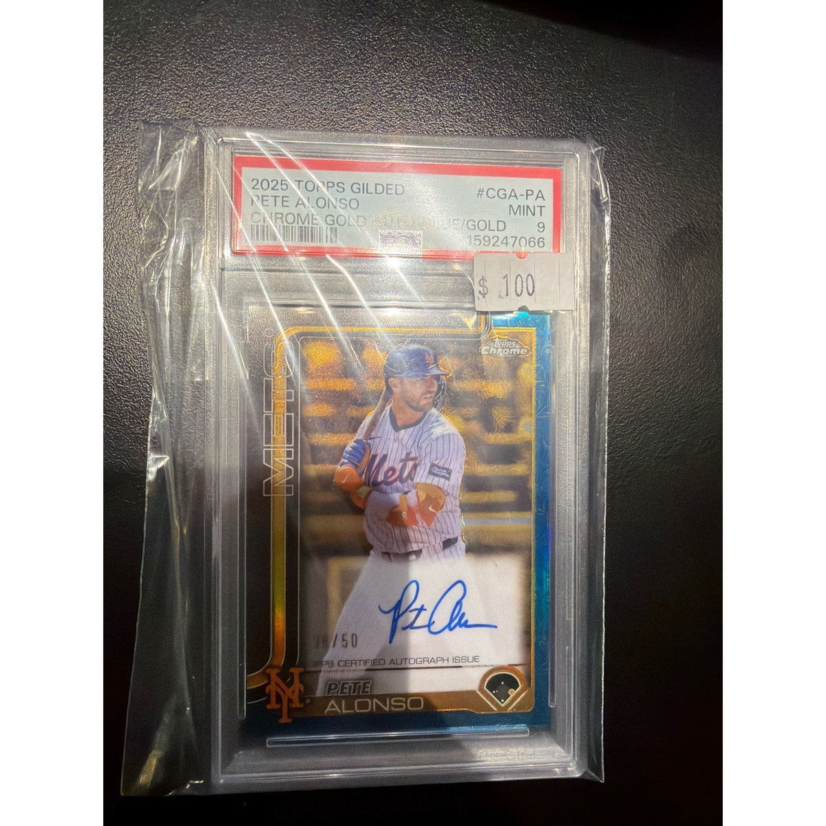 2025 Topps Gilded Chrome Gold Auto Blue/Gold Pete Alonso #CGA-PA PSA 9