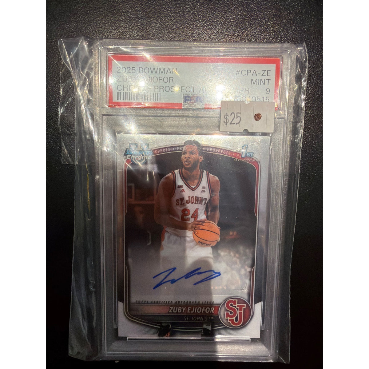 2025 Bowman Chrome Prospect Autograph Zuby Ejiofor #CPA-ZE PSA 9