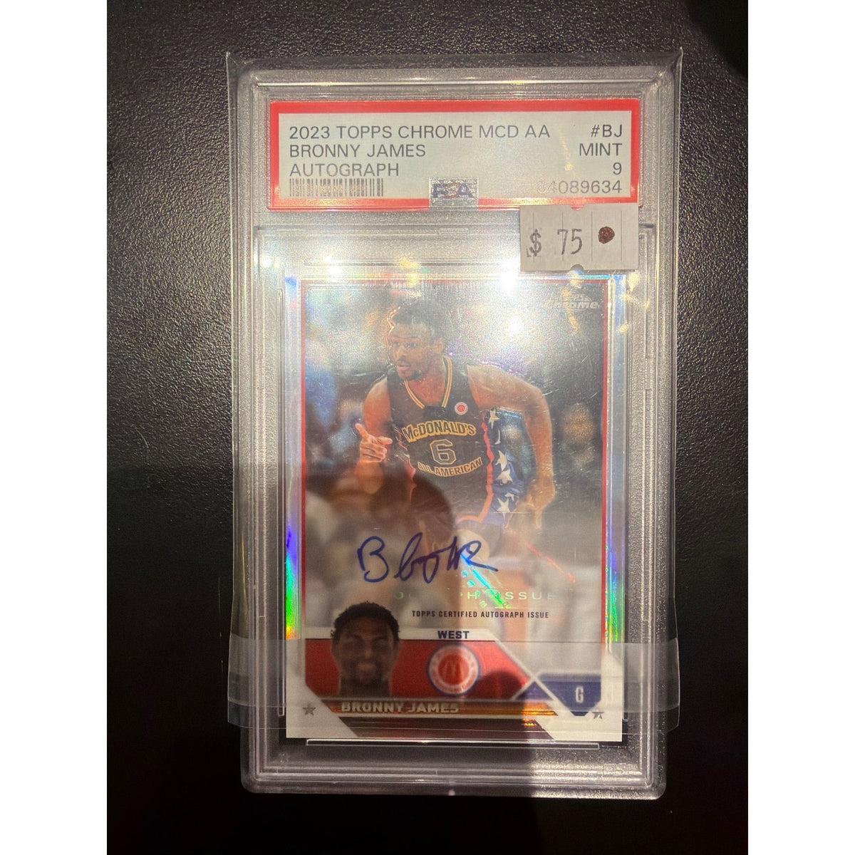2023 Topps Chrome MCD AA Autograph Bronny James #BJ PSA 9
