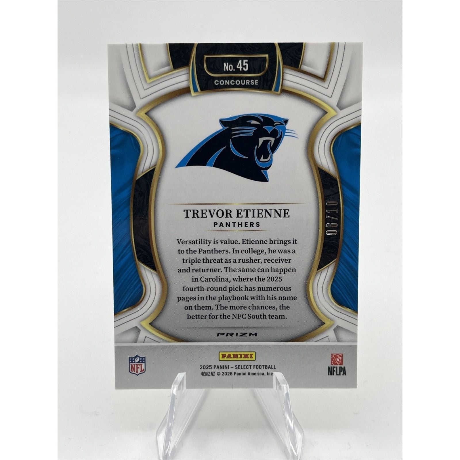2025 Panini Select - Concourse Trevor Etienne #45 Gold Prizm /10 (RC)
