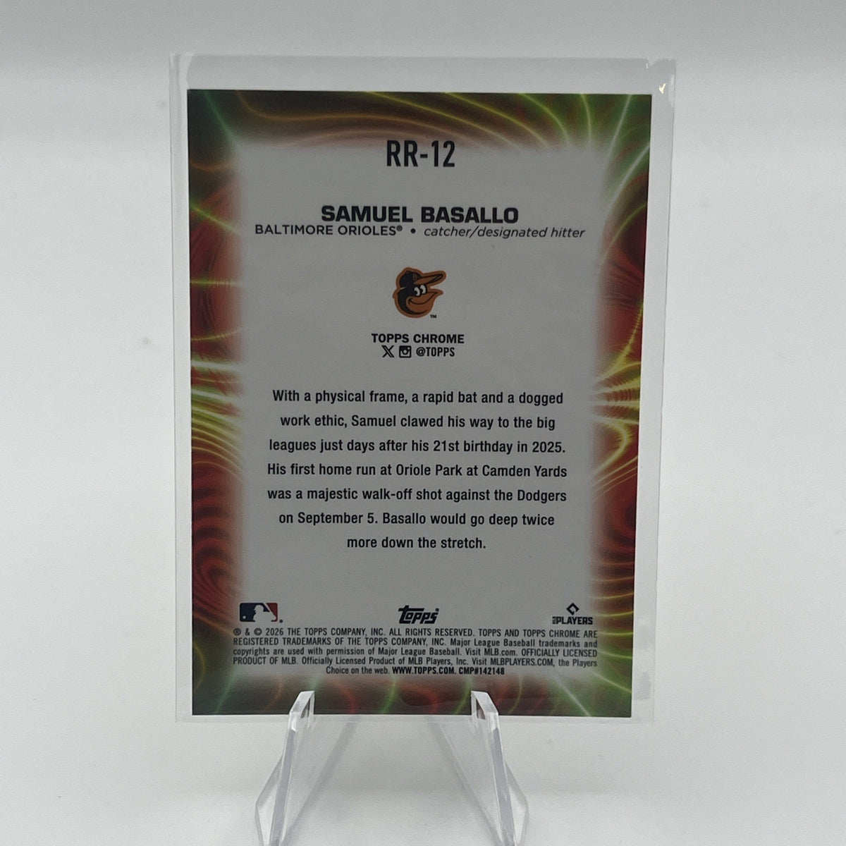 Samuel Basallo 2026 Topps Chrome Radiating Rookie Case Hit SP #RR-12 Orioles