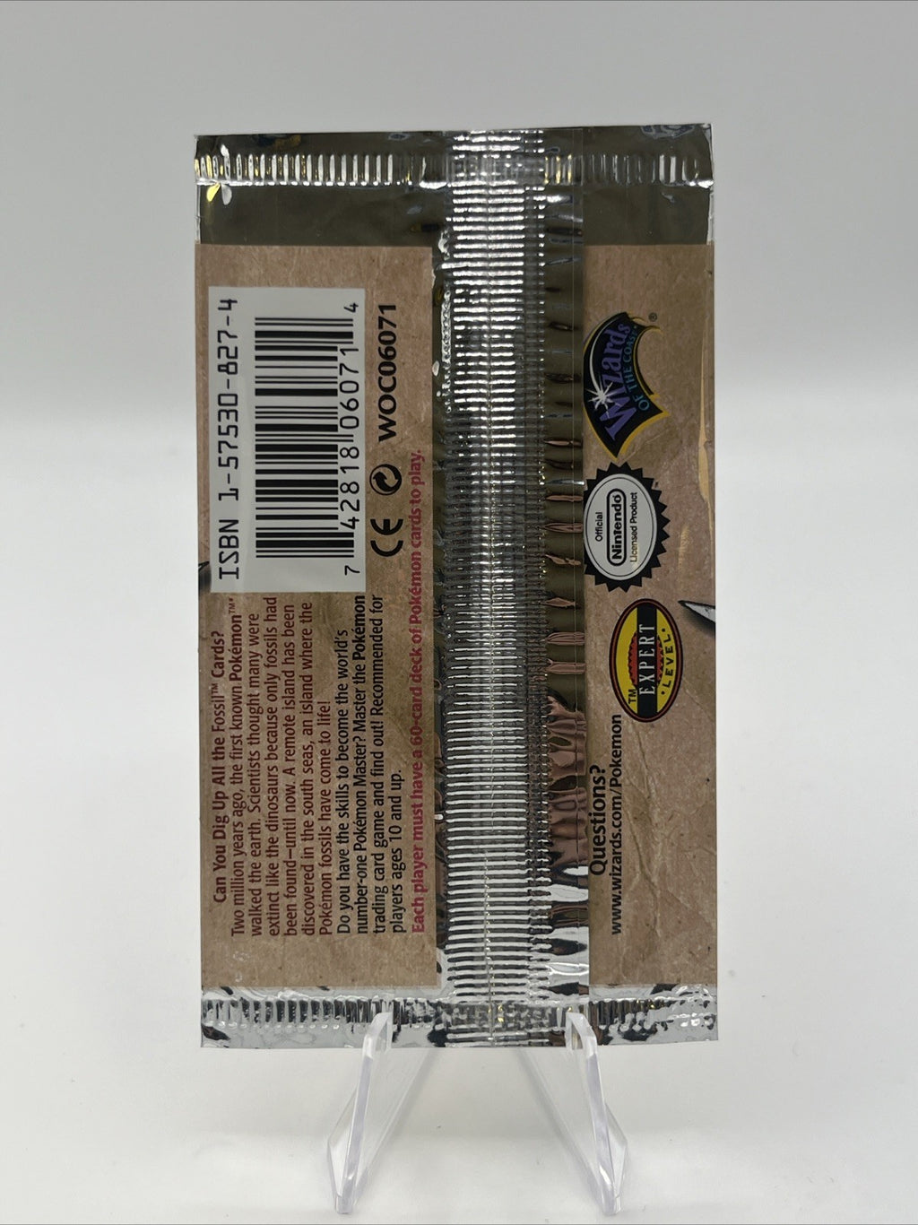 1999 Pokemon Fossil 1st Edition EMPTY Zapdos Pack Art Wrapper