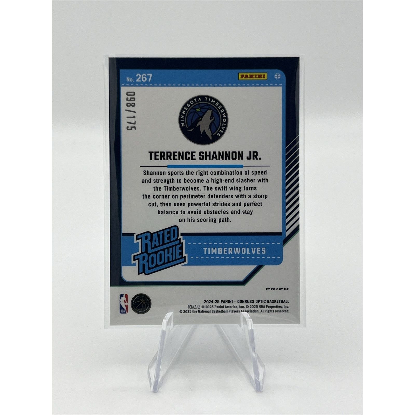 2024 Panini Donruss Optic Terrence Shannon Jr. #267 /175 Blue Hyper Prizm