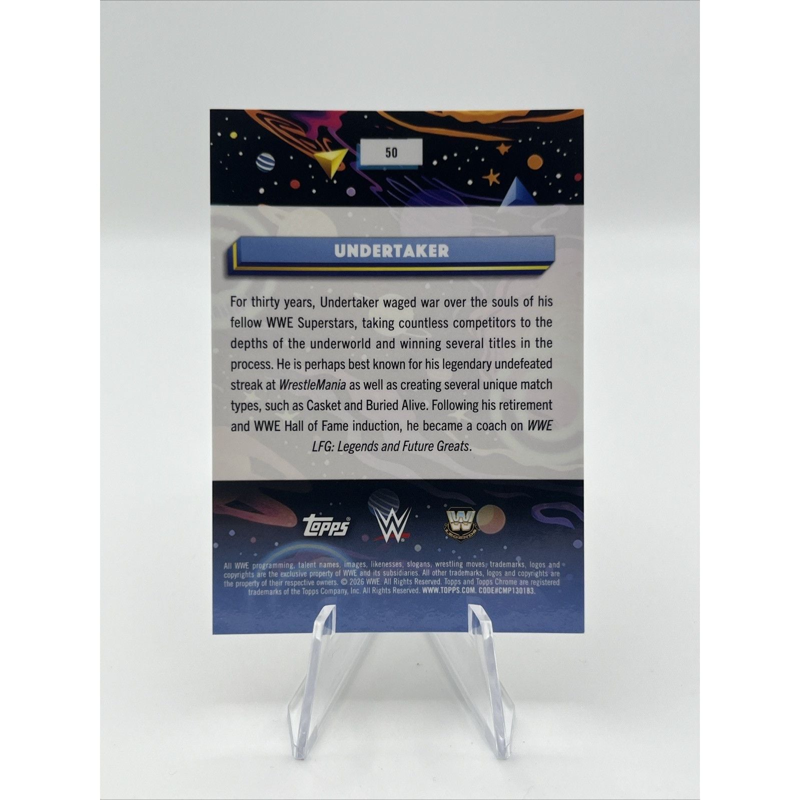 Undertaker 2026 Topps Chrome Cosmic WWE Wrestling Gold /50 Interstellar #50