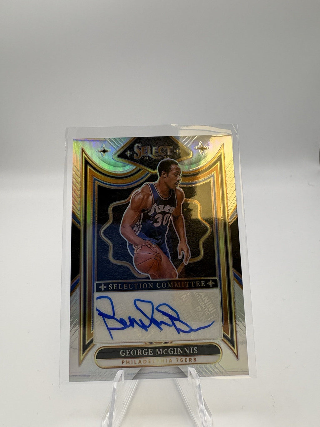 2022-23 George McGinnis Auto - Panini Select Silver Prizm #SC-MCG 76ers