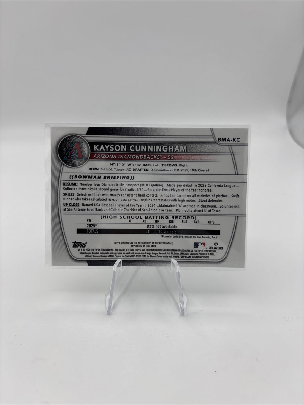 2025 Bowman Chrome Draft - Kayson Cunningham Gold Mojo Auto #/50