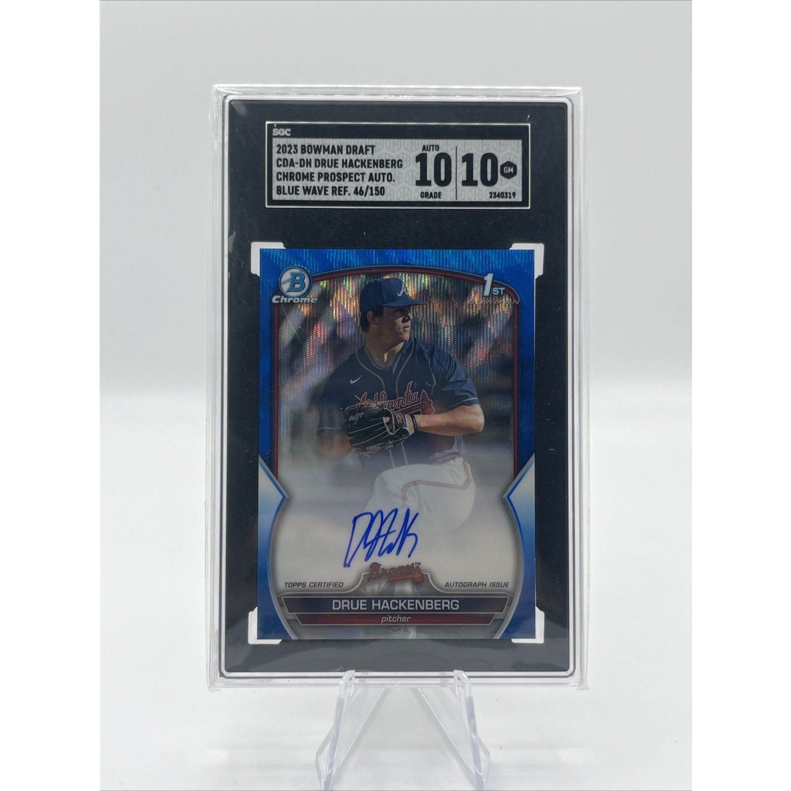 2023 Bowman Chrome 1st Blue Wave Refractor Drue Hackenberg Auto /150 SCG 10/10