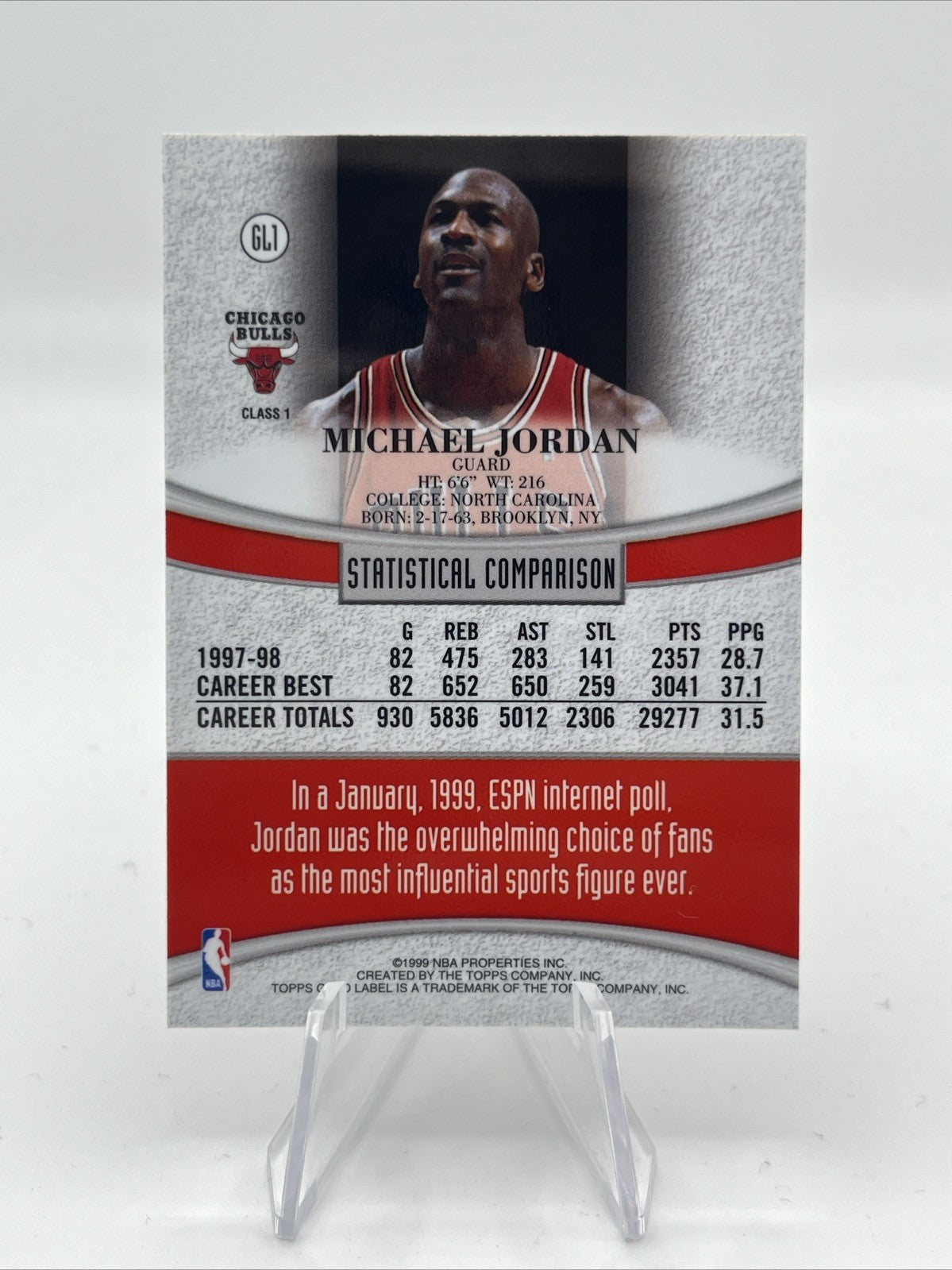 1998-99 Topps - GOLD LABEL Michael Jordan #GL1 Mint