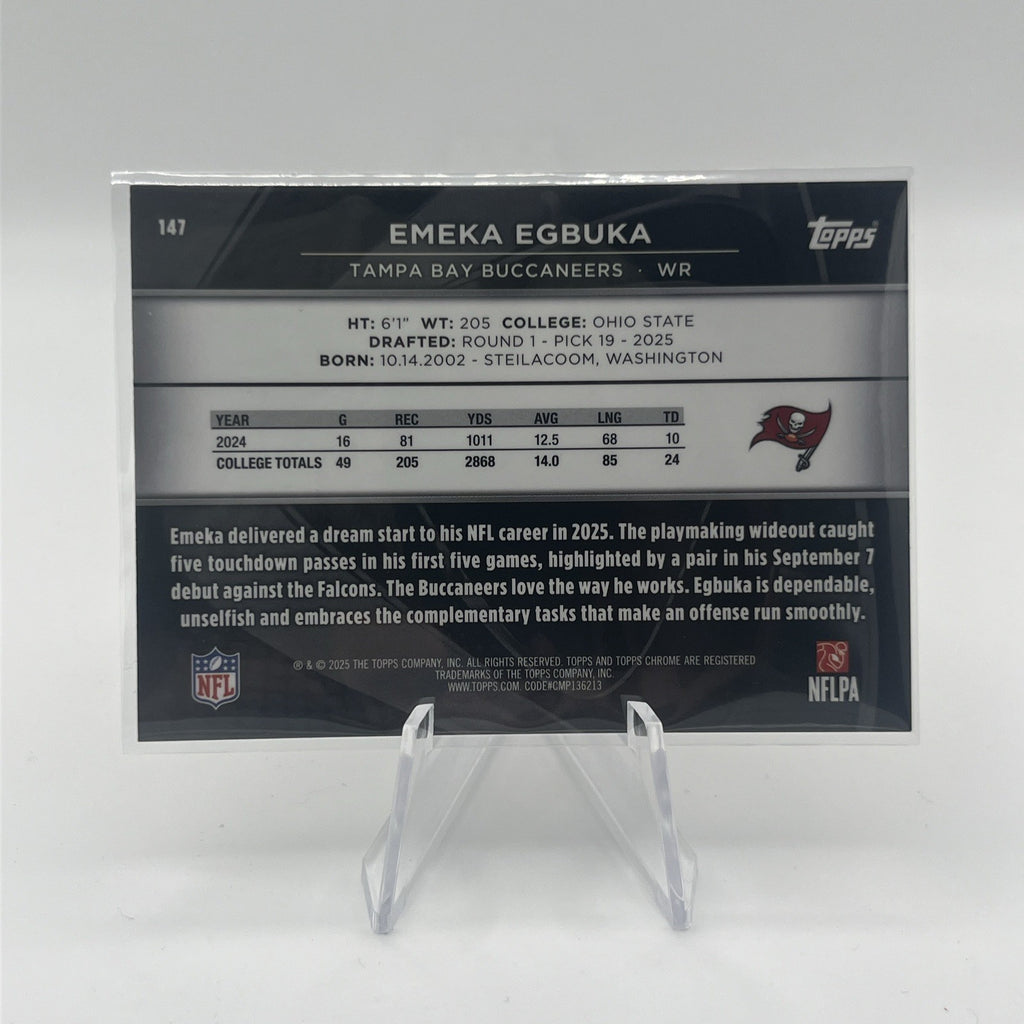 Topps Chrome Black 2025 Emeka Egbuka #147 Rose Gold Wave Refractor #/15 SSP