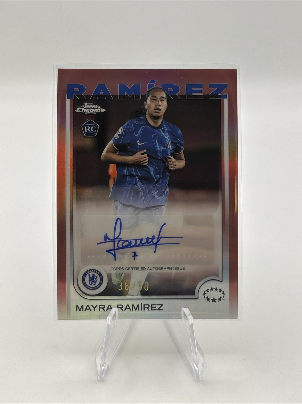 2025 Topps Chrome UEFA Women’s - Mayra Ramirez Rose Gold Refractor Auto /50