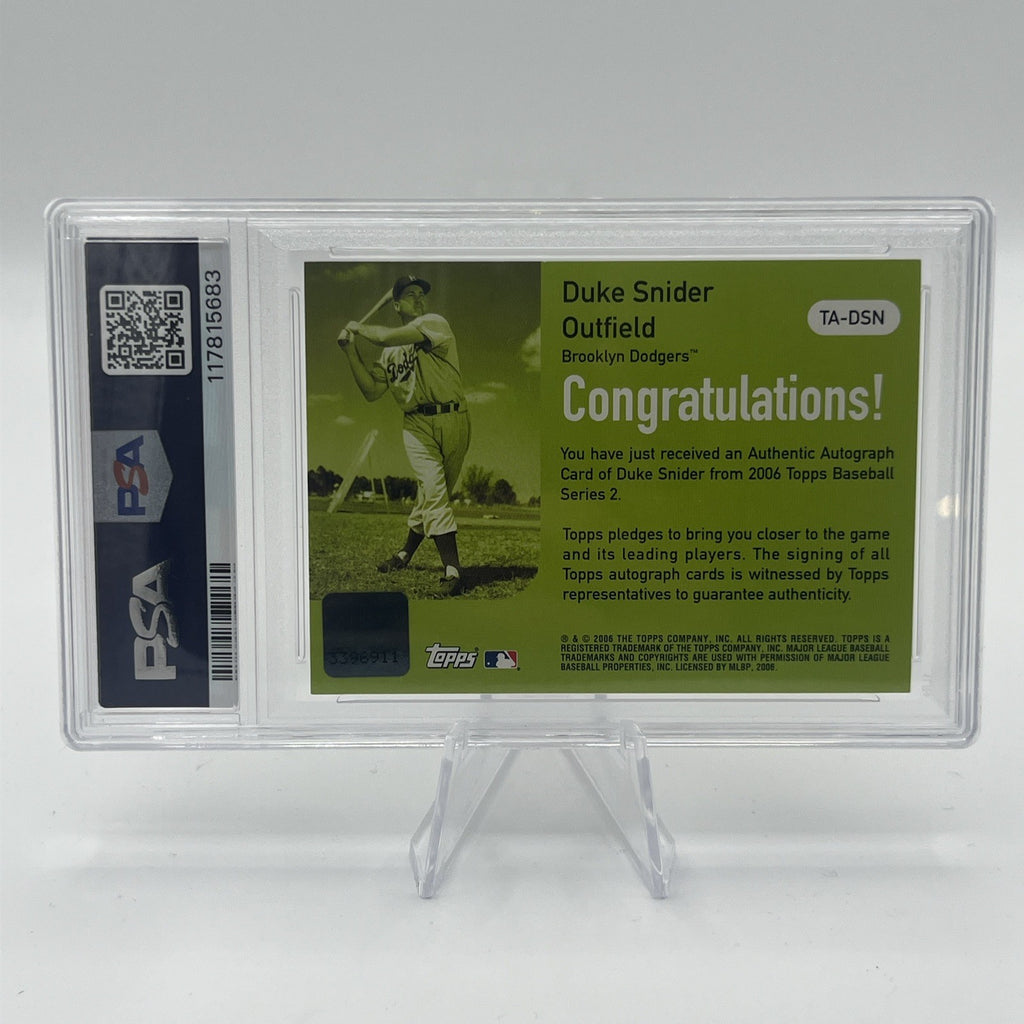2006 Topps Duke Snider Certified Auto Green PSA 9