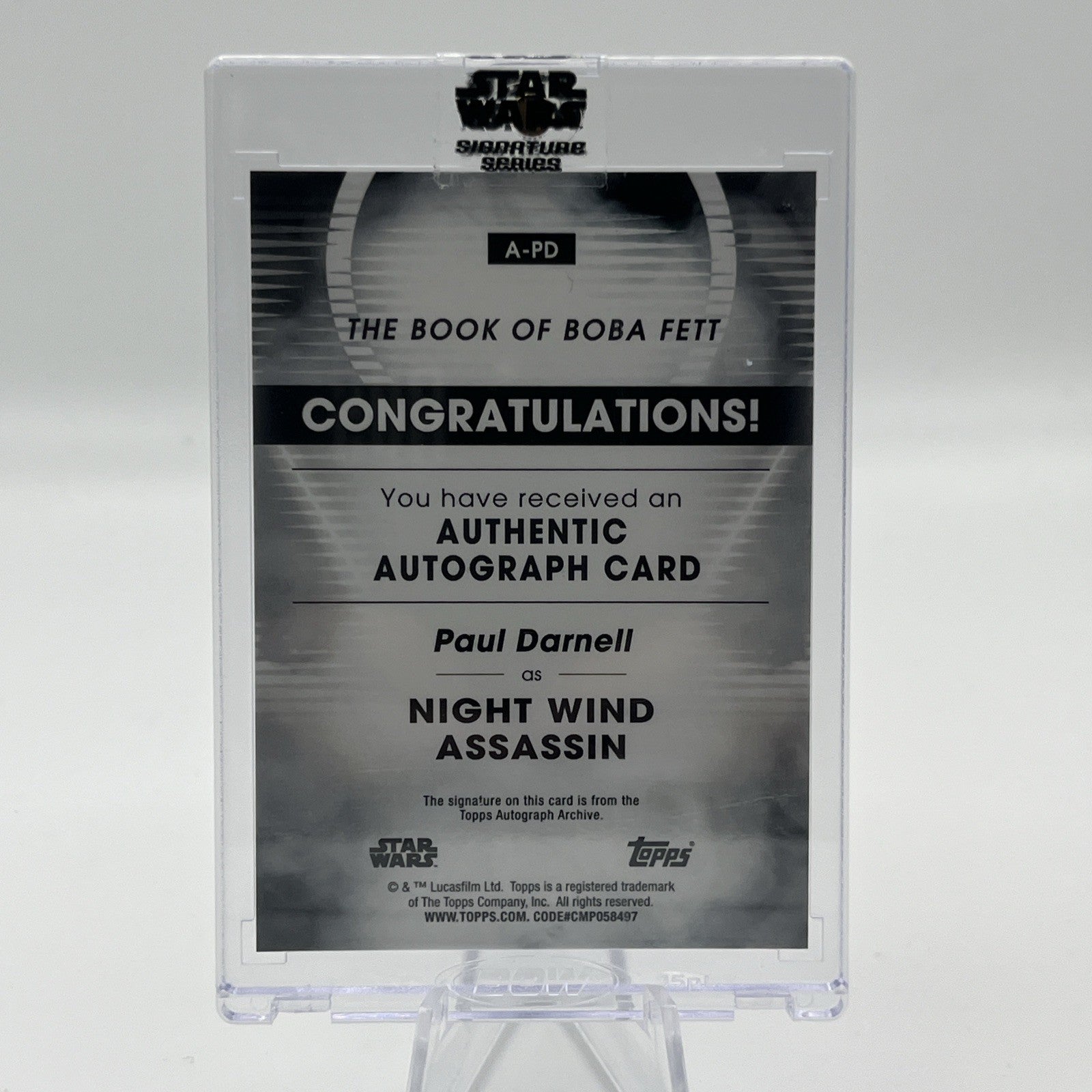 Paul Darnell Night Wind Assassin 2023 Topps Star Wars Signature Series AUTO A-PD