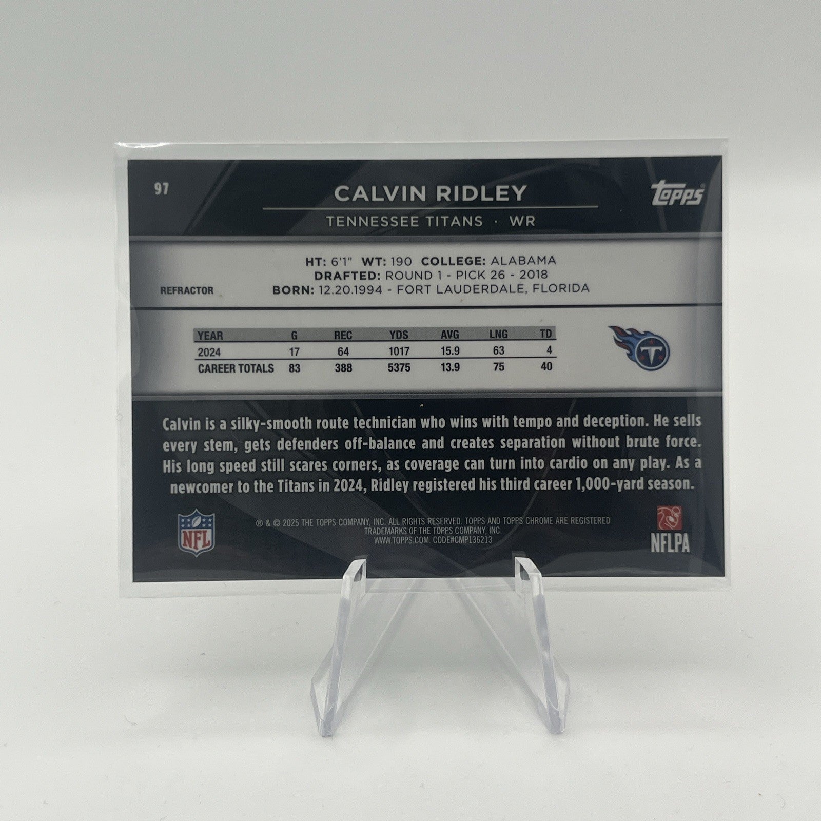 2025 Topps Chrome Black #97 Calvin Ridley Refractor /299