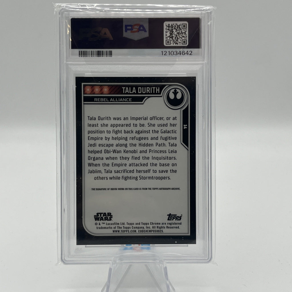 2023 Topps Star Wars Chrome #14 Indira Varma Tala Durith Auto Card Graded PSA 9
