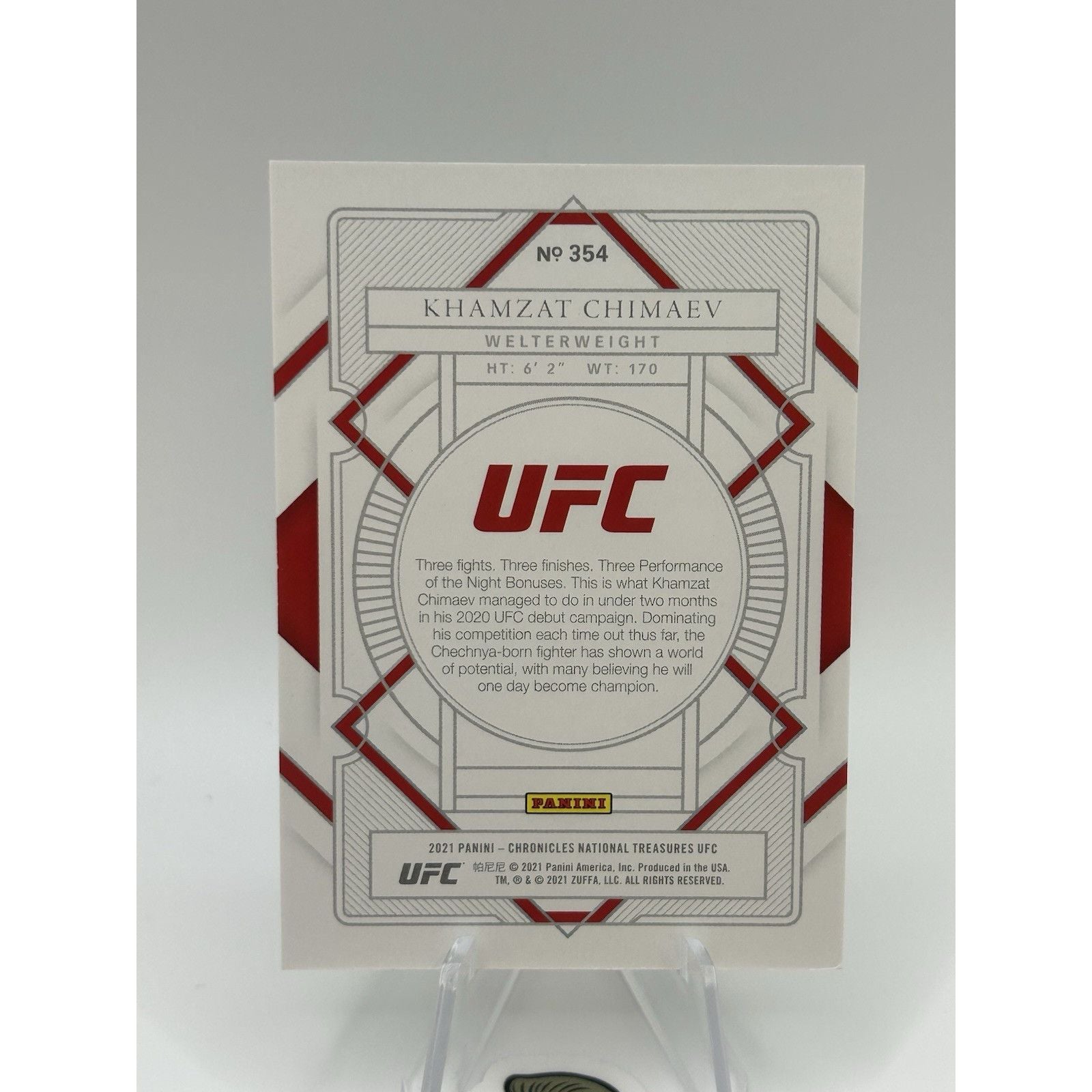 2021 Panini Chronicles UFC Khamzat Chimaev National Treasures Rookie /99