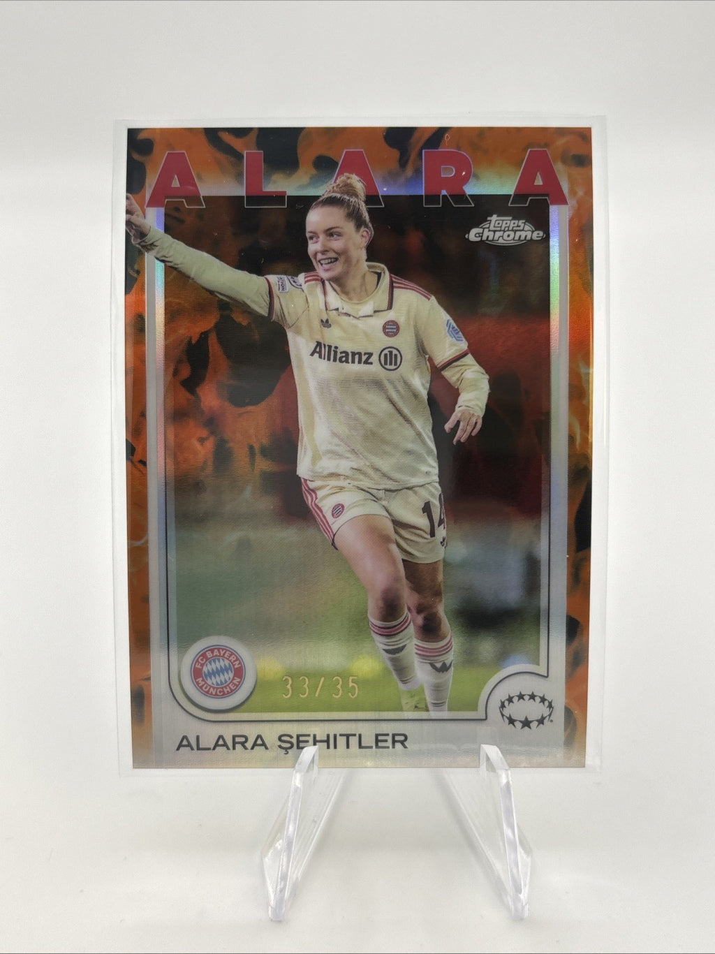 2025 Topps Chrome UEFA Women’s - Alana Sehitler Orange Flame Refractor /35