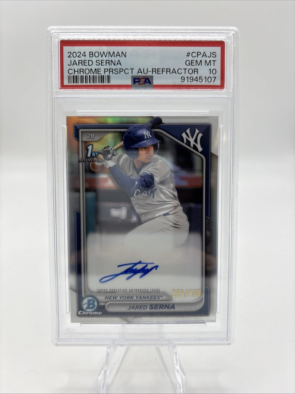 2024 Bowman Jared Serna Chrome Prospect Auto Refractor /499 PSA 10