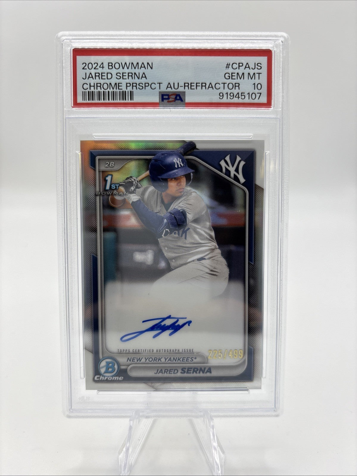 2024 Bowman Jared Serna Chrome Prospect Auto Refractor /499 PSA 10