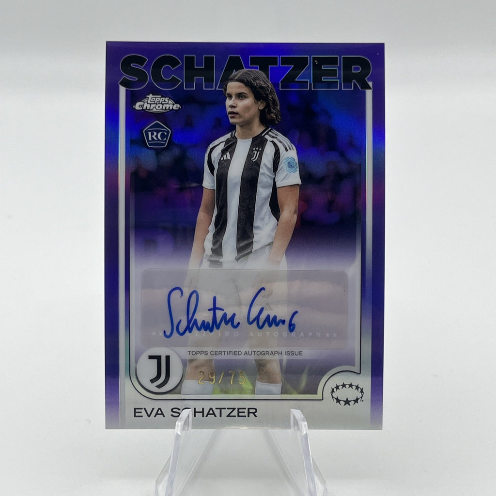 EVA SCHATZER 2024-25 Topps Chrome UEFA Women Auto Purple Refractor RC  /75