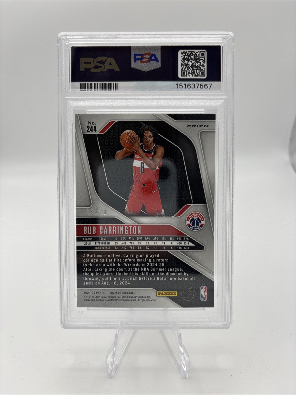 2024 Prizm Bub Carrington Cherry Blossom Prizm #/20 PSA 10