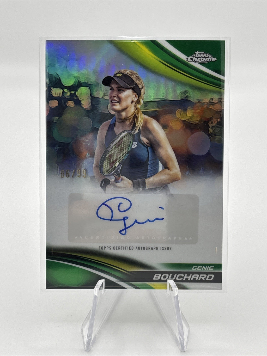 2025 Topps Chrome Tennis Genie Bouchard Auto /99 True Green Refractor