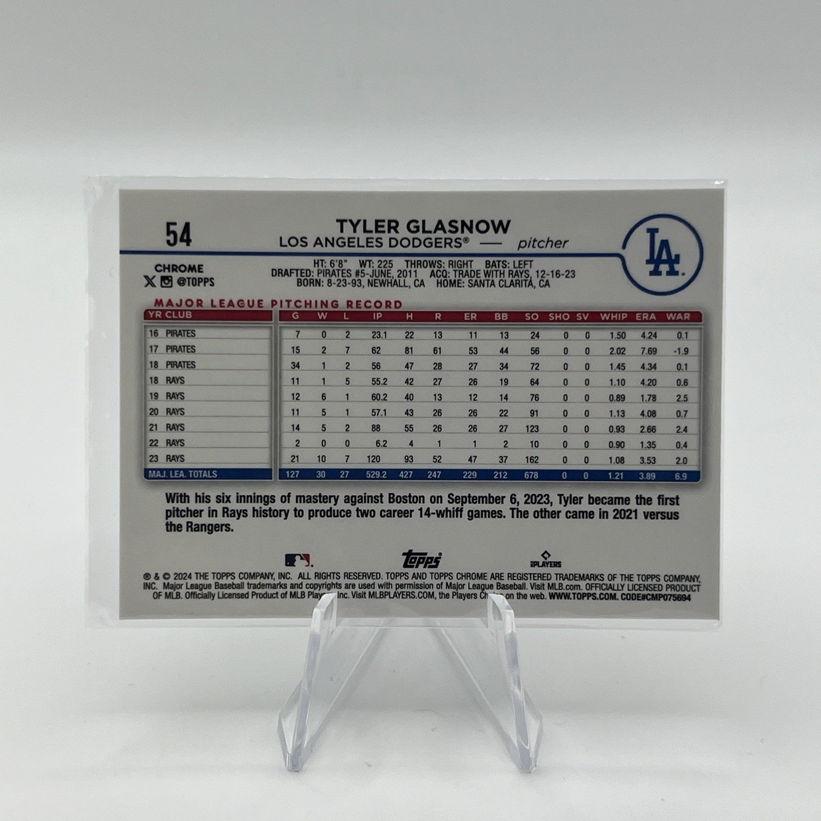 2024 Topps Chrome - Tyler Glasnow #54 Negative Refractor