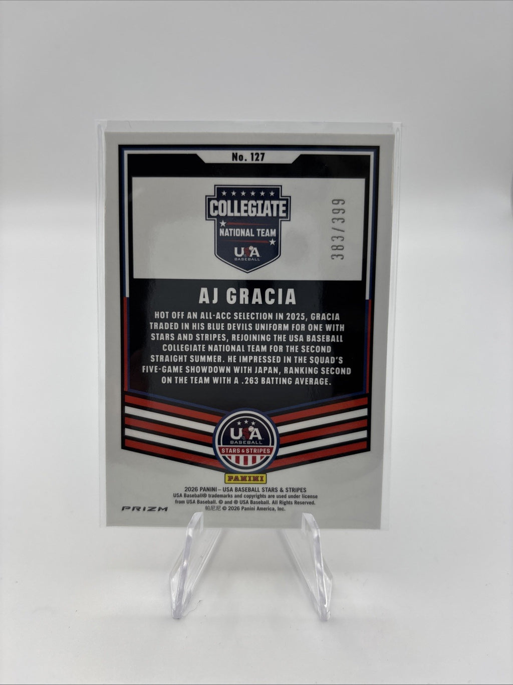 2026 Panini Stars & Stripes Prizm - AJ Garcia Red Prizm /399 (RC)