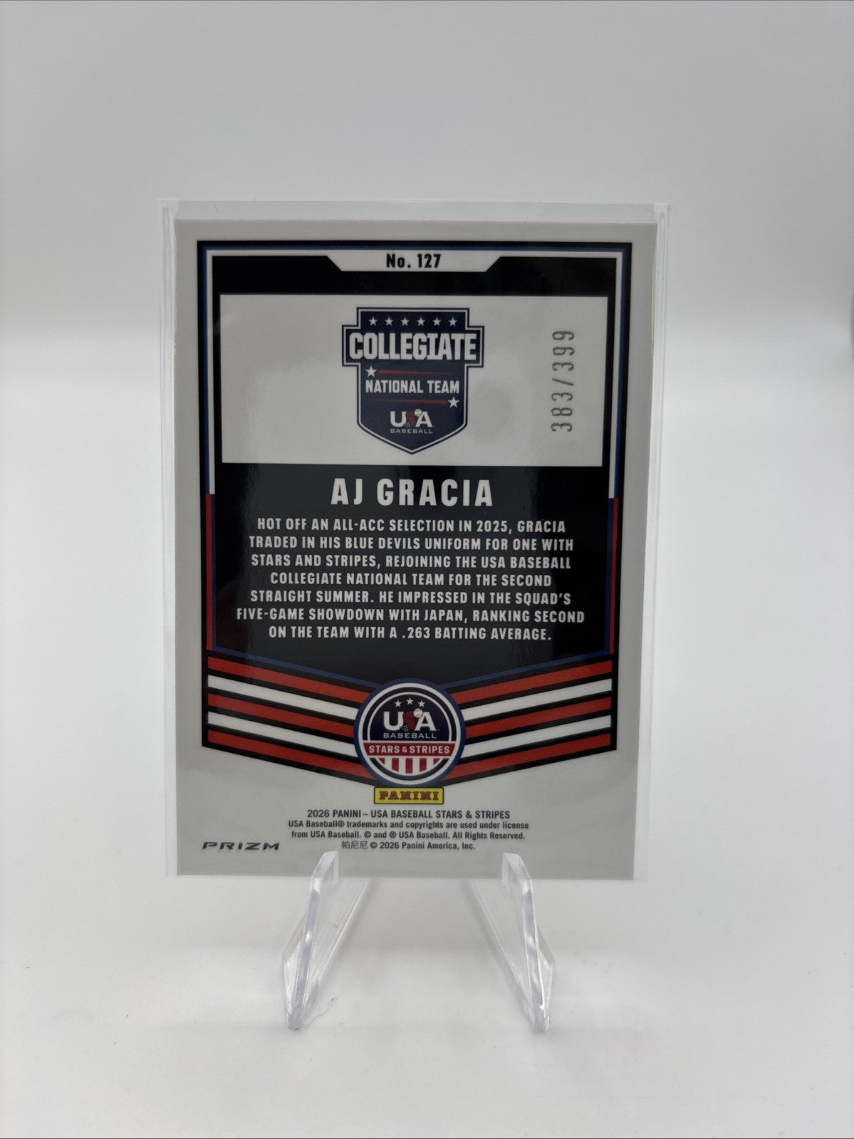 2026 Panini Stars & Stripes Prizm - AJ Garcia Red Prizm /399 (RC)