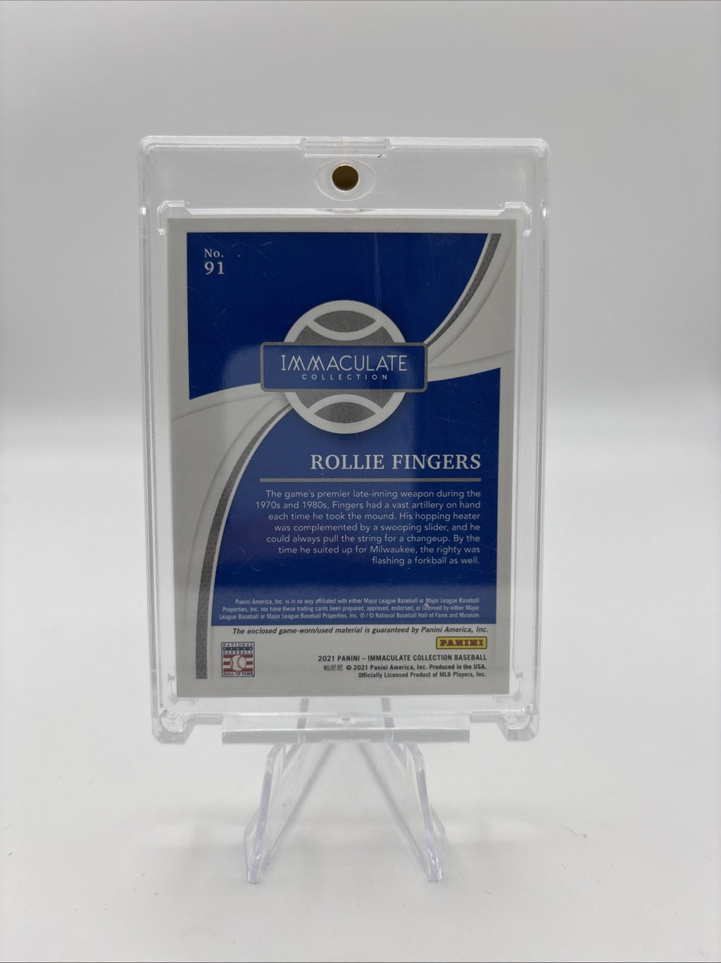 2021 panini immaculate Rollie Fingers Platinum 1/1 Relic 