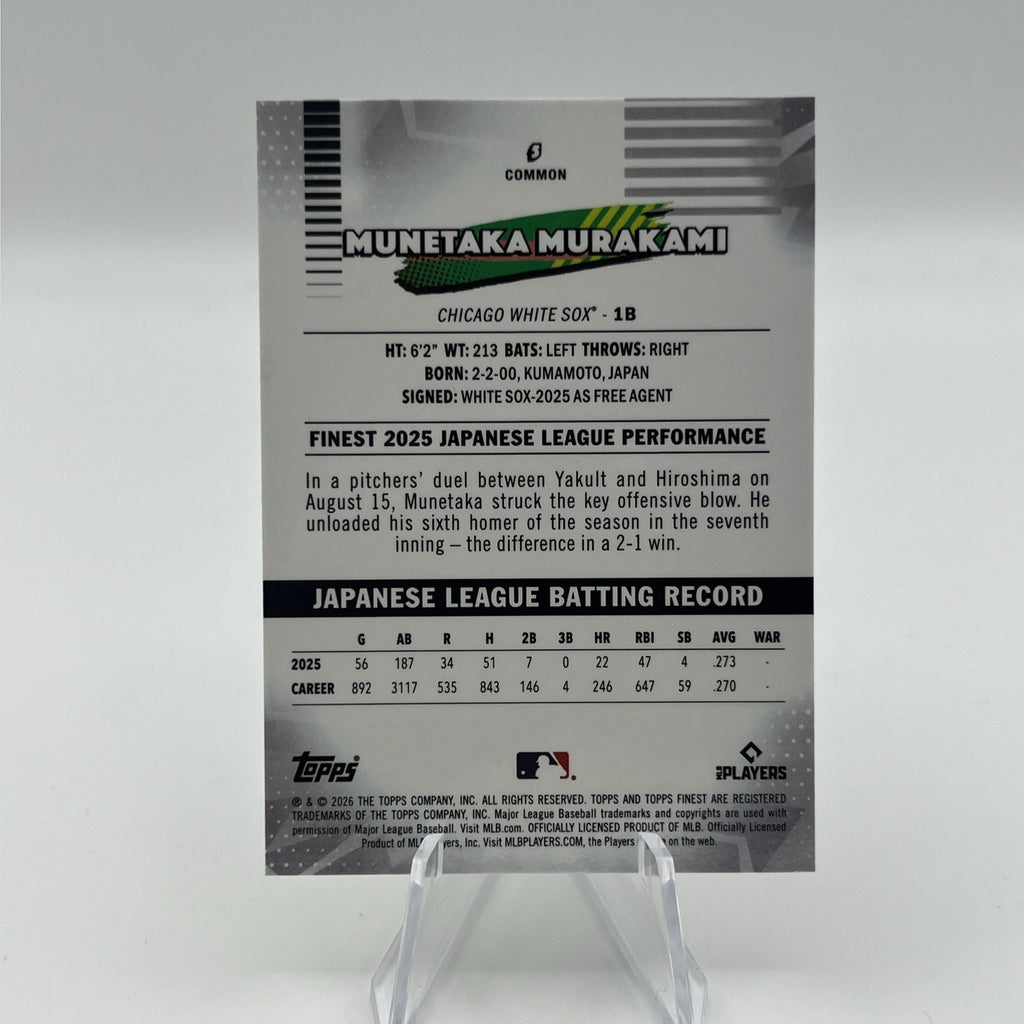 2026 Topps Finest Munetaka Murakami #5 True Yellow Refractor #/275