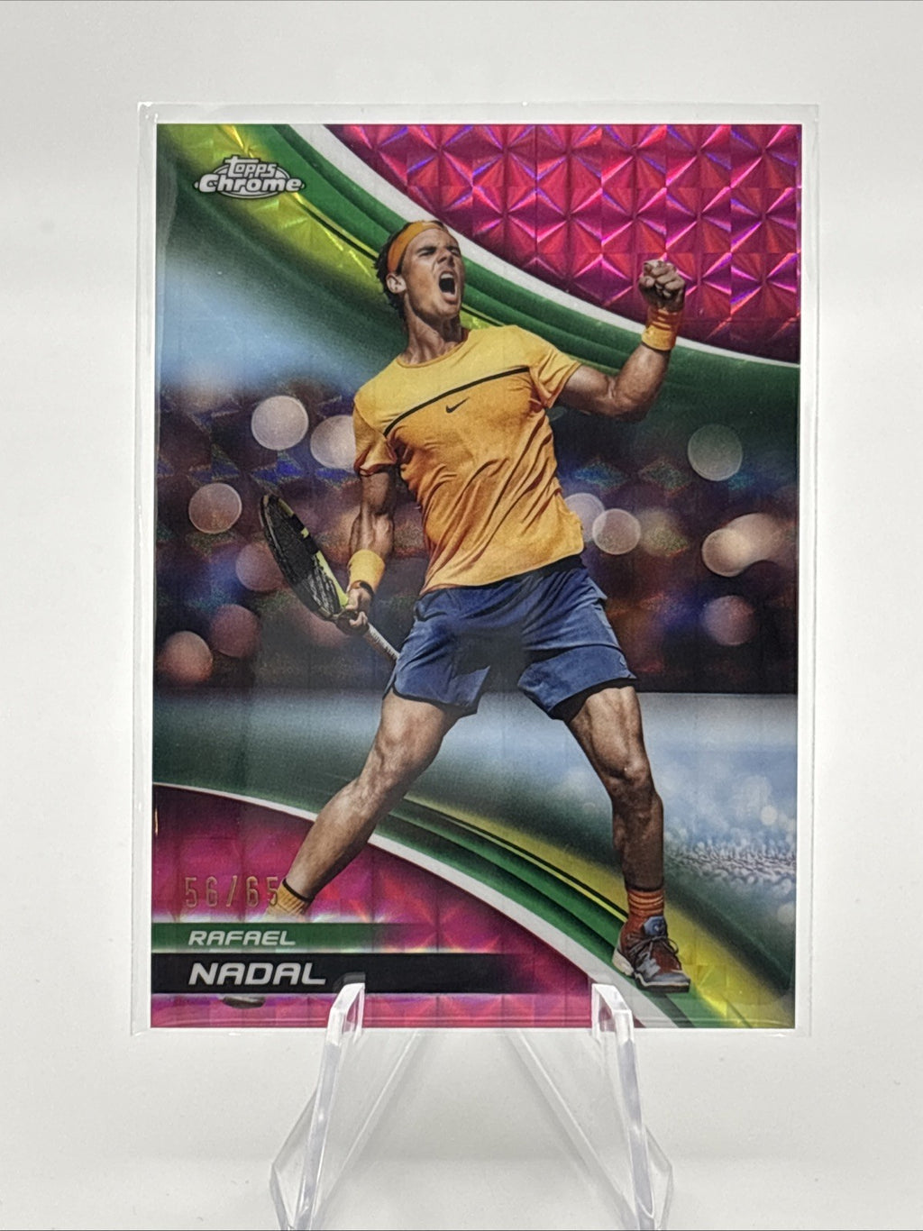 2025 Topps Chrome Tennis Card #281 Rafael Nadal Pink Geometric Refractor #/65
