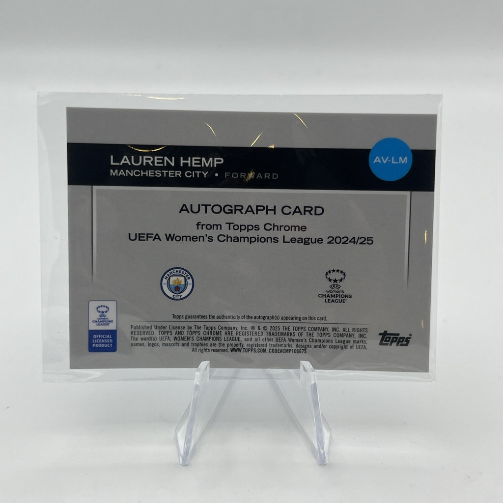 2025 LAUREN HEMP 105/150 AUTO TOPPS CHROME UEFA WOMEN S CHAMPIONS LEAGUE BLUE