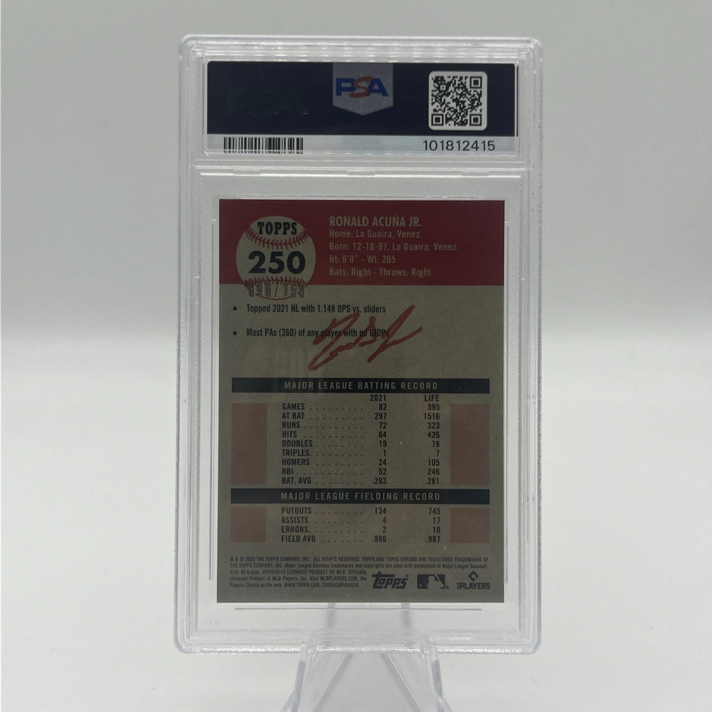 2022 Topps Chrome Platinum Anniversary Ronald Acuña Jr #250 Speckle /150 PSA 10