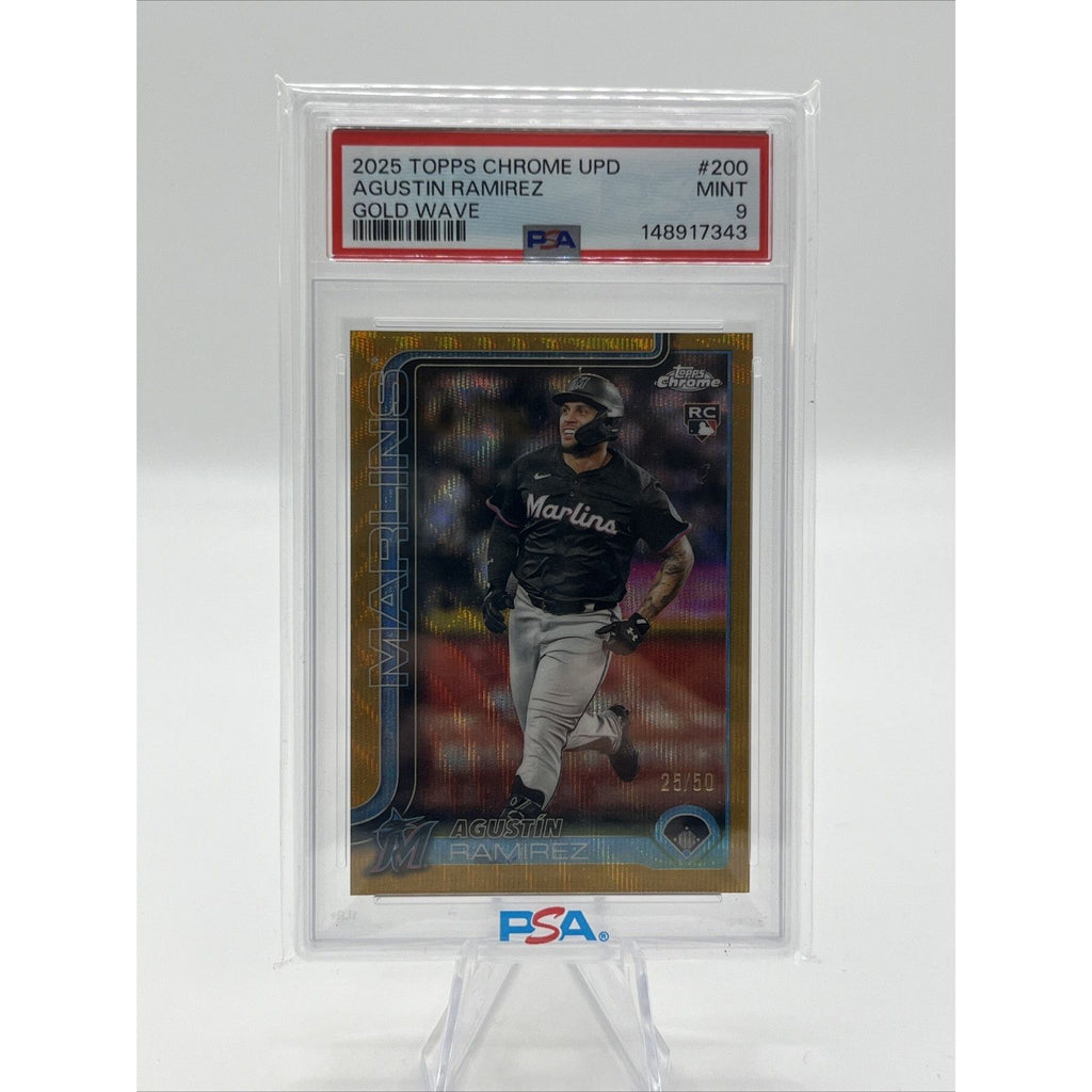 2025 Topps Chrome Update Agustin Ramirez Gold Wave PSA 9