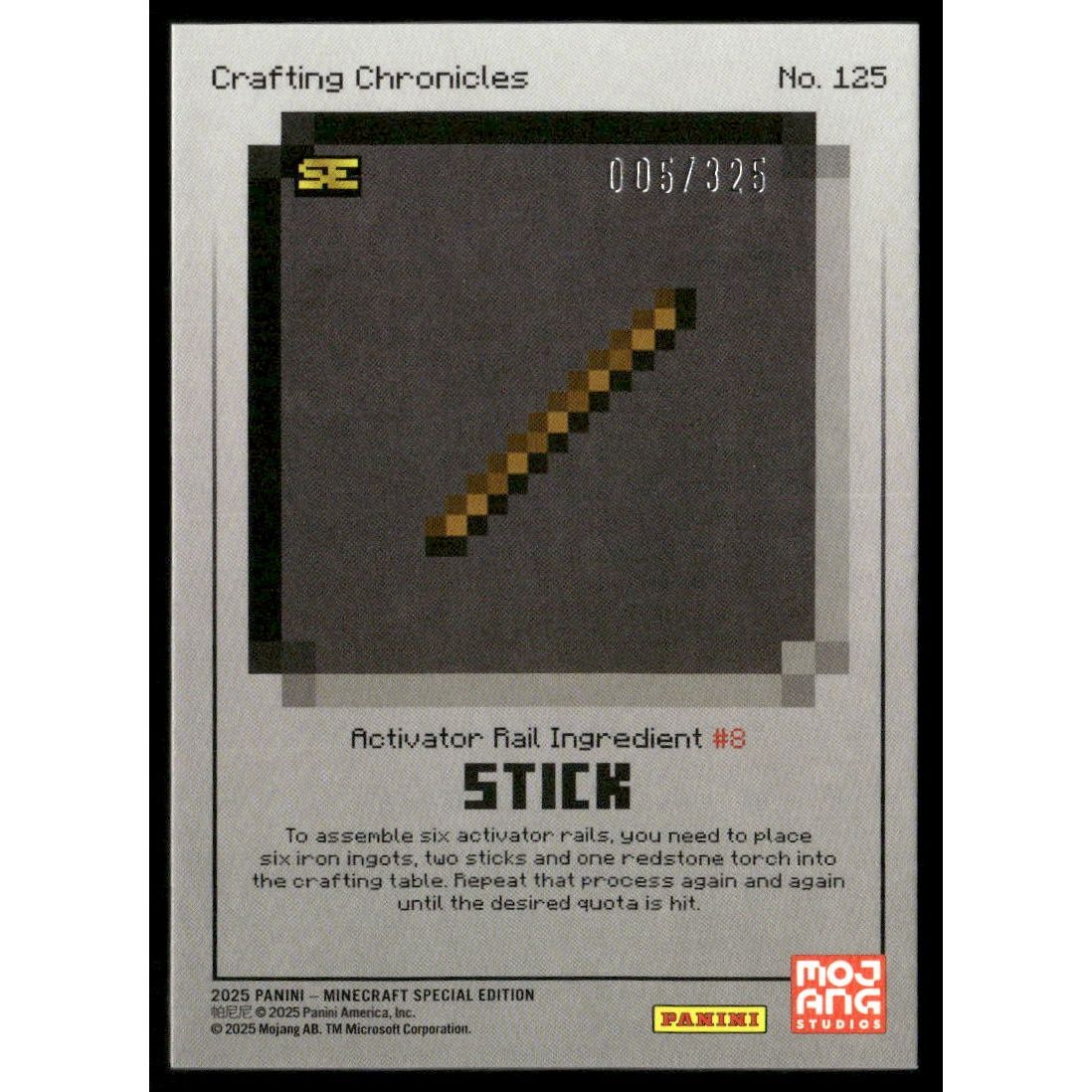 2025 Panini Minecraft 15th Anniversary #125 Stick #/325