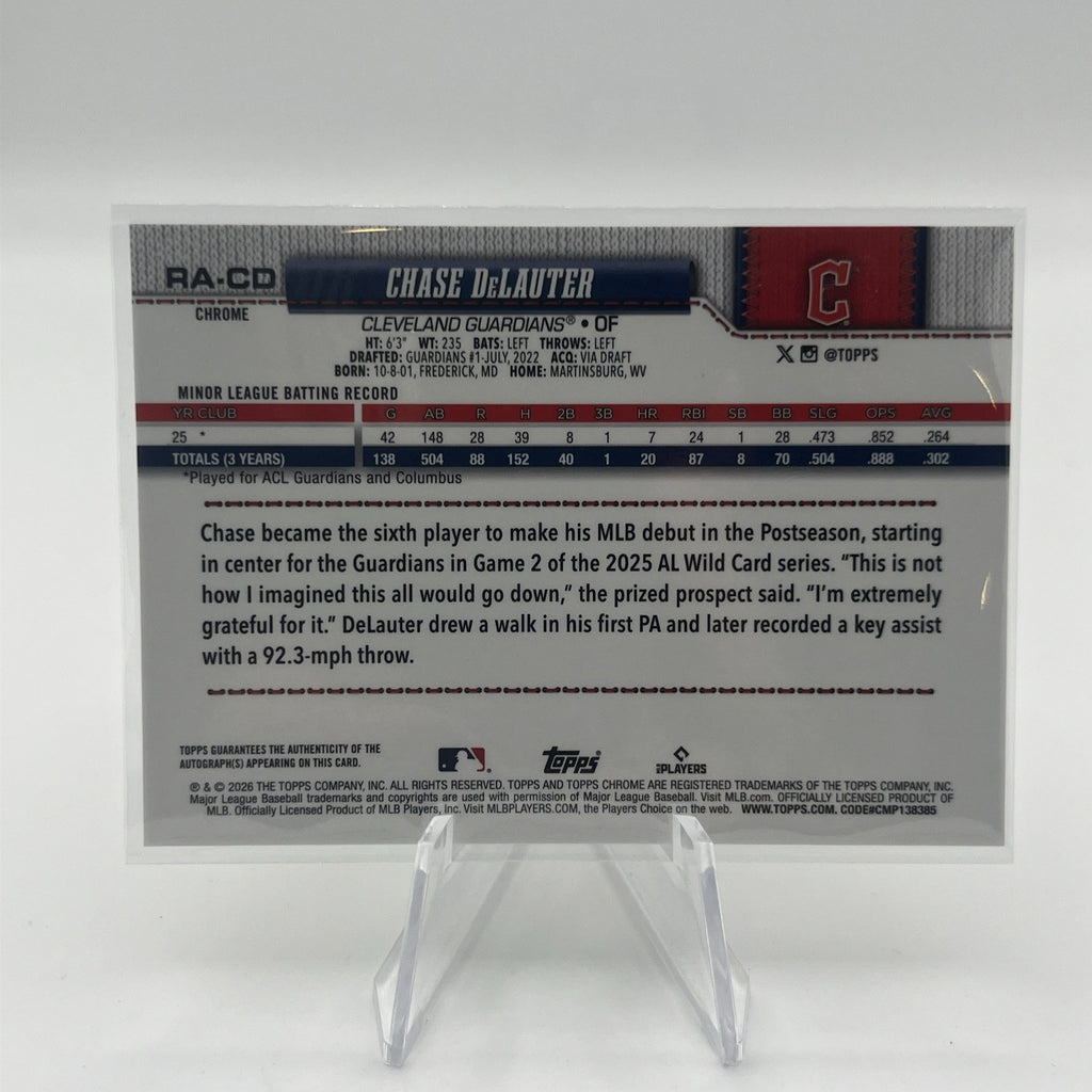 2026 topps chrome chase delauter Yellow Rookie Refractor Auto /275 Autograph