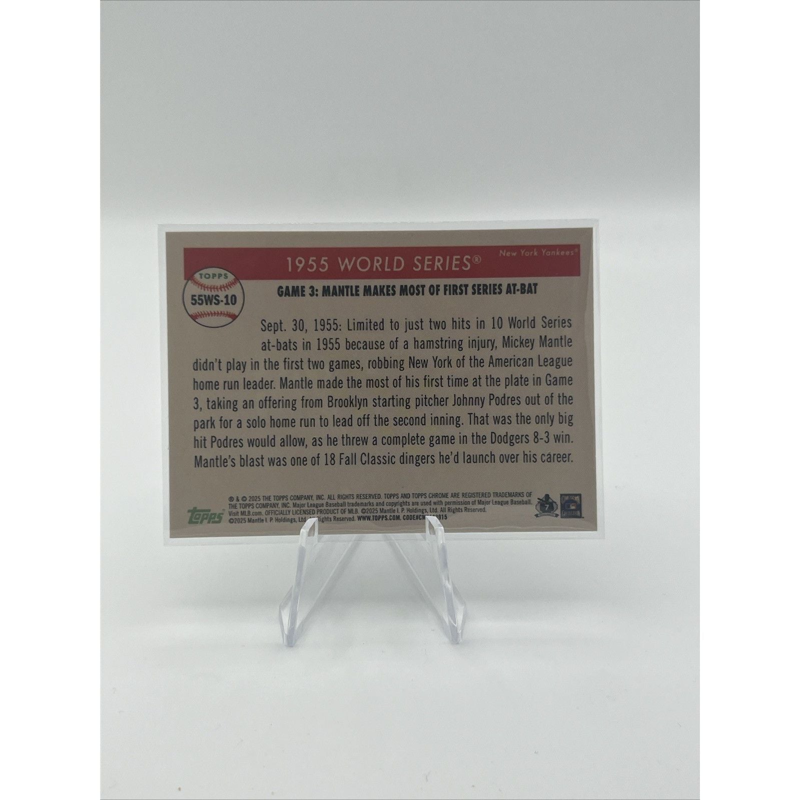 2025 Topps Chrome Platinum Anniversary Mickey Mantle 1955 World Series Refractor
