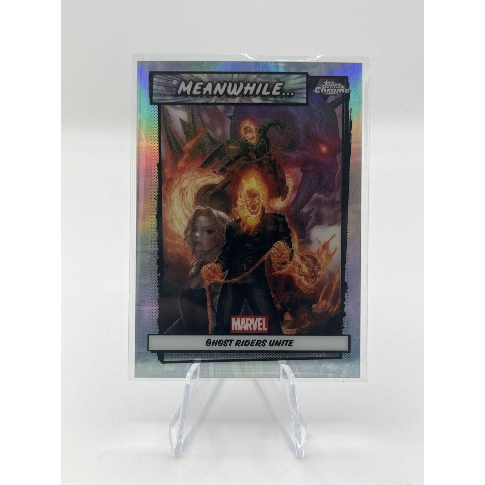 Topps 2026 Chrome Marvel Meanwhile... Insert Ghost Riders Unite MW-04