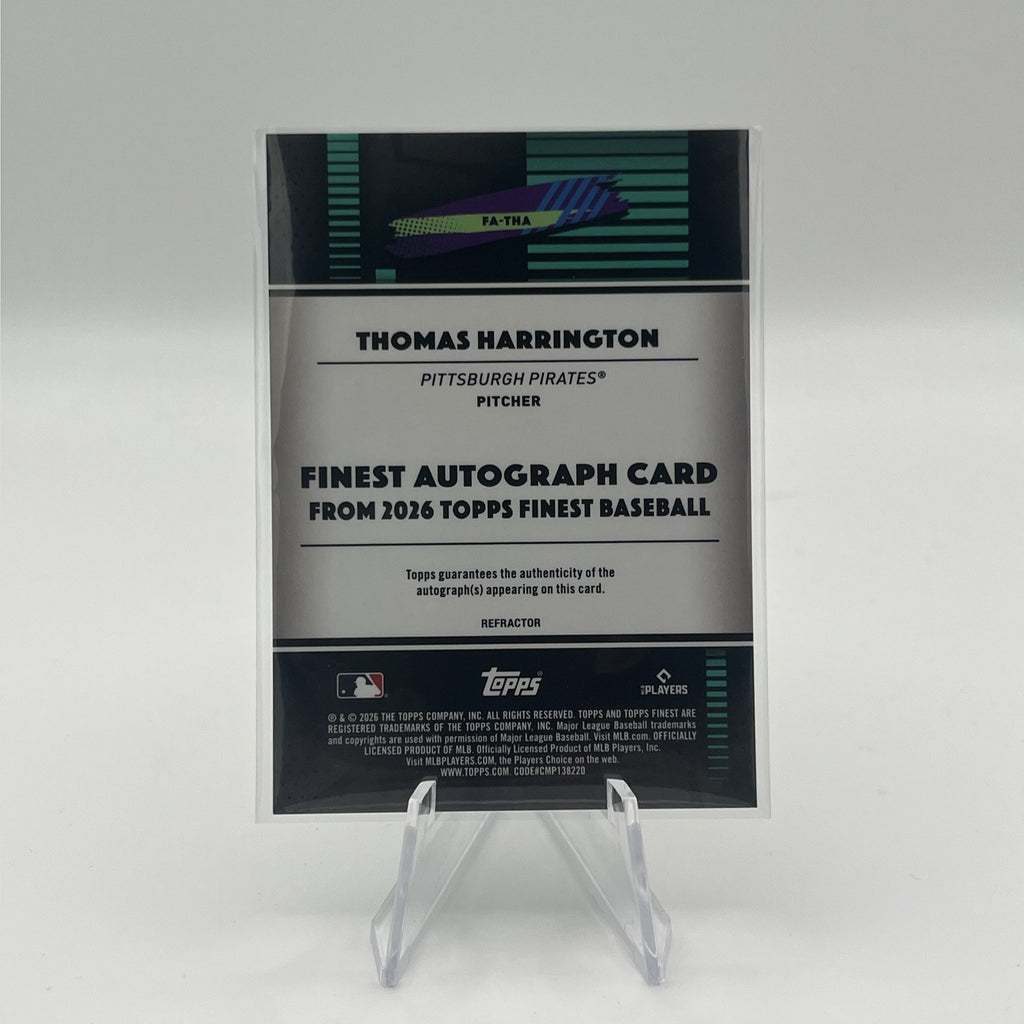 2026 Topps Finest Thomas Harrington Autograph # FA-THA PIRATES