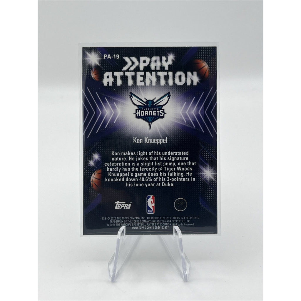 NBA Hoops 2025-26 Kon Knueppel Hornets Pay Attention Refractor Insert #80BK-53