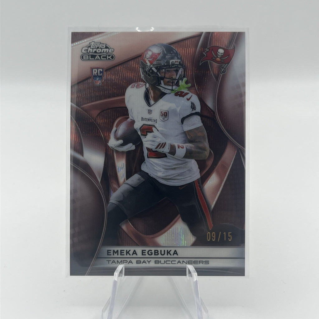 Topps Chrome Black 2025 Emeka Egbuka #147 Rose Gold Wave Refractor #/15 SSP