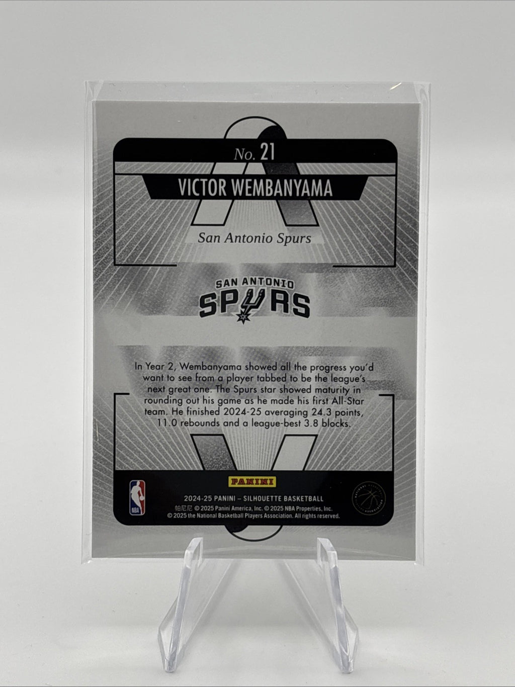 2024-25 Panini Silhouette VANTA Victor Wembanyama #21 SSP Spurs