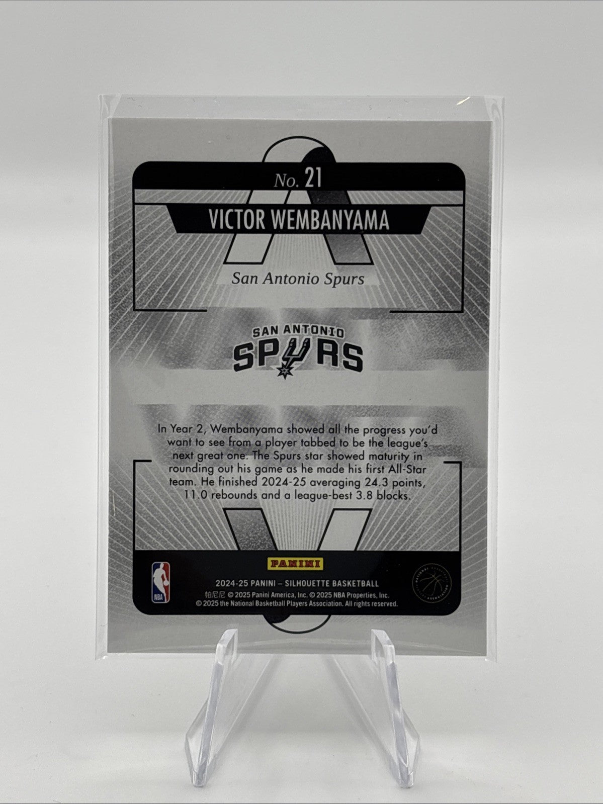 2024-25 Panini Silhouette VANTA Victor Wembanyama #21 SSP Spurs